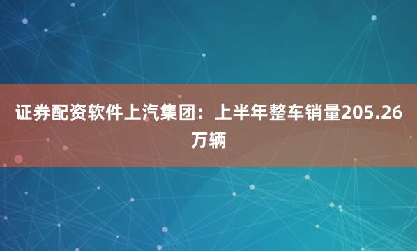 证券配资软件上汽集团：上半年整车销量205.26万辆